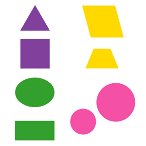 Oval, Rectangular, Rhombus, Trapezoid, Triangle, Square (In Groups of 2)